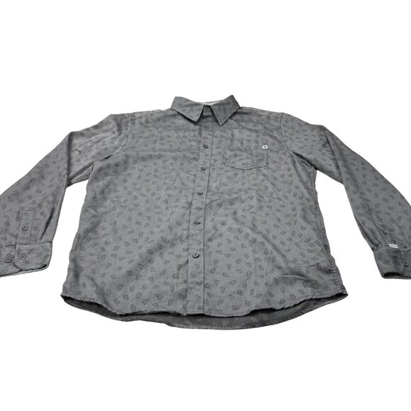 Marmot Gray Long-Sleeve Button-Up Shirt With Marmot Print Pattern L - Picture 3 of 10